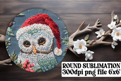Festive Owl Circle Keychain Round Sublimation afrosvg 