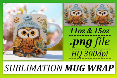 Festive Owl Mug Wrap Christmas 11oz 15oz Sublimation Sublimation afrosvg 