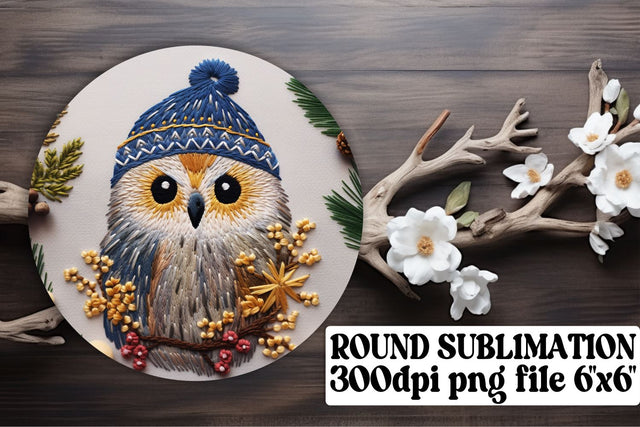 Festive Owl Round Design Christmas Sublimation afrosvg 