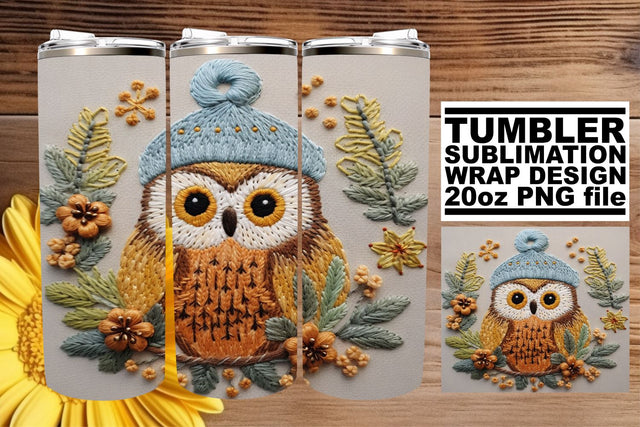 Festive Owl Tumbler Wrap Christmas 20oz Sublimation Sublimation afrosvg 