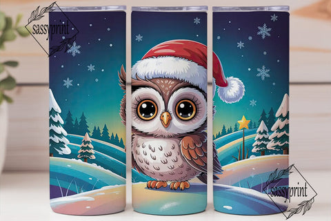 Festive Owl Winter Scene Tumbler Wrap Sublimation sassyprint 