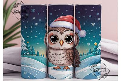 Festive Owl Winter Scene Tumbler Wrap Sublimation sassyprint 