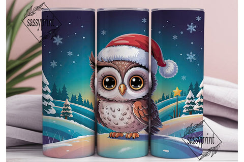 Festive Owl Winter Scene Tumbler Wrap Sublimation sassyprint 