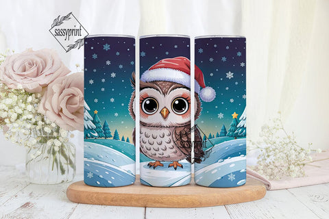 Festive Owl Winter Scene Tumbler Wrap Sublimation sassyprint 