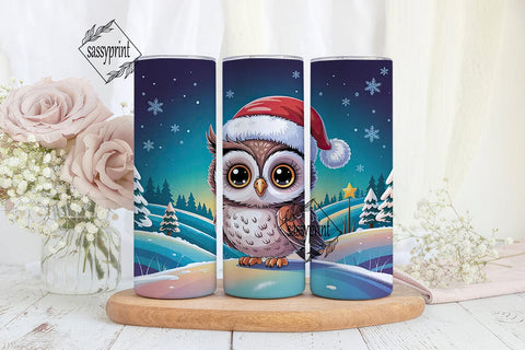 Festive Owl Winter Scene Tumbler Wrap Sublimation sassyprint 