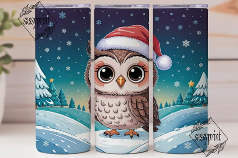 Festive Owl Winter Scene Tumbler Wrap Sublimation sassyprint 