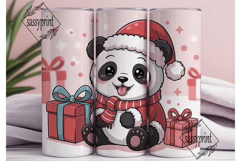 Festive Panda Christmas Tumbler Wrap PNG Sublimation sassyprint 