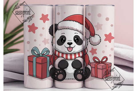 Festive Panda Christmas Tumbler Wrap PNG Sublimation sassyprint 