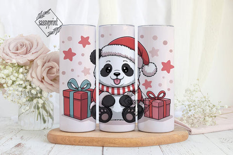 Festive Panda Christmas Tumbler Wrap PNG Sublimation sassyprint 