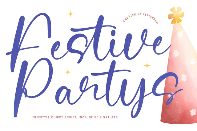 Festive Partys - Freestyle Quirky Script Font Letterena Studios 