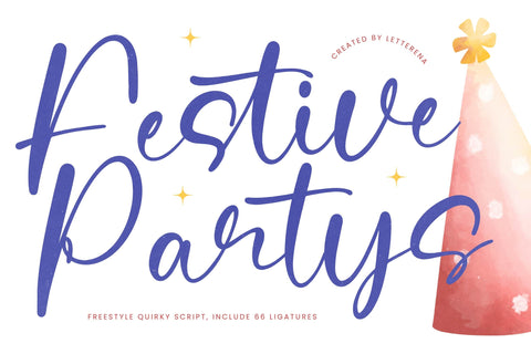 Festive Partys - Freestyle Quirky Script Font Letterena Studios 