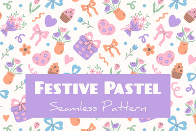 Festive Pastel Seamless Pattern Digital Pattern Rin Green 