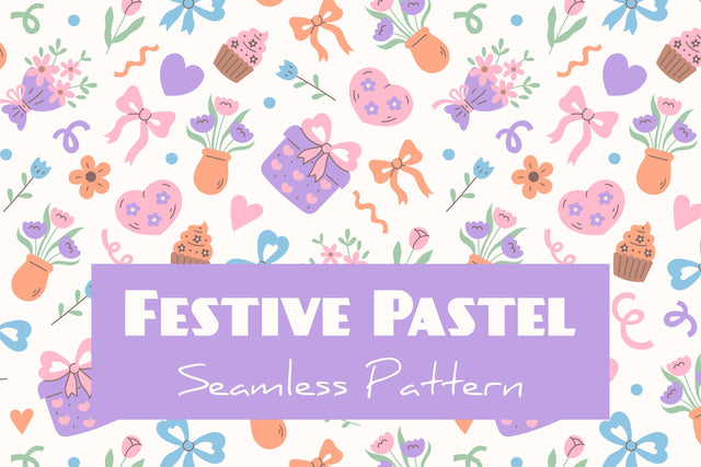 Festive Pastel Seamless Pattern Digital Pattern Rin Green 