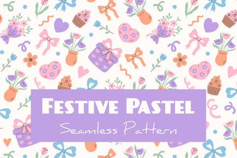 Festive Pastel Seamless Pattern Digital Pattern Rin Green 