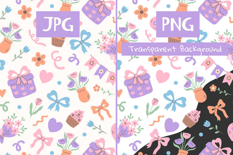 Festive Pastel Seamless Pattern Digital Pattern Rin Green 