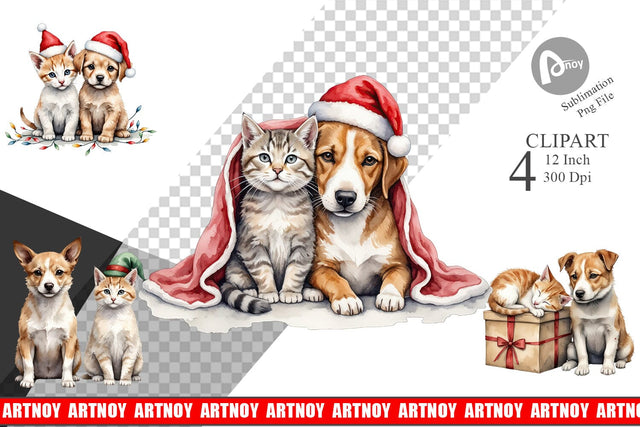 Festive Pets Clipart Sublimation artnoy 