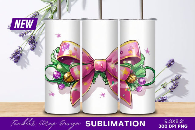 Festive pink bow decoration tumbler png Sublimation Regulrcrative 