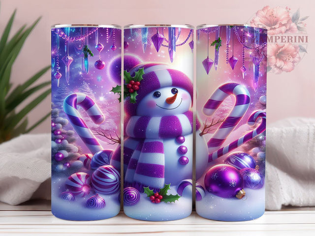 Festive Pink Christmas Snowman Tumbler Wrap, Pink Snowman Tumbler, 20oz Sublimation, Cute Holiday Decor, Snowman Design, Festive Tumbler Art, Winter Drinkware Design Sublimation Li Zamperini 