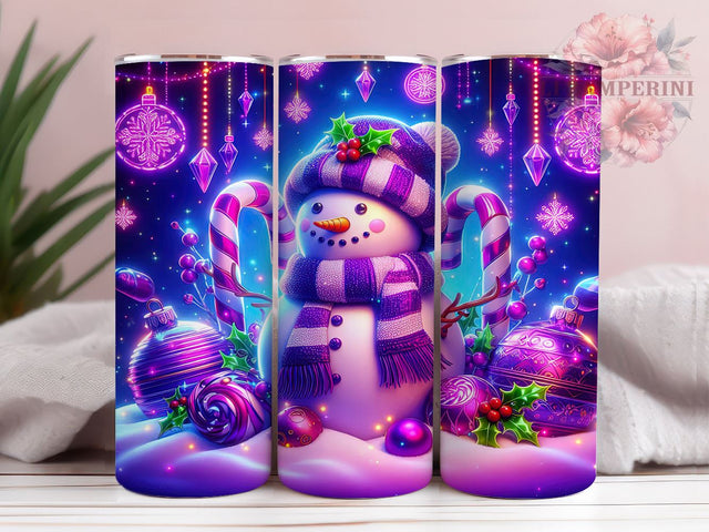 Festive Pink Christmas Snowman Tumbler Wrap, Pink Snowman Tumbler, 20oz Sublimation, Cute Holiday Decor, Snowman Design, Festive Tumbler Art, Winter Drinkware Design Sublimation Li Zamperini 