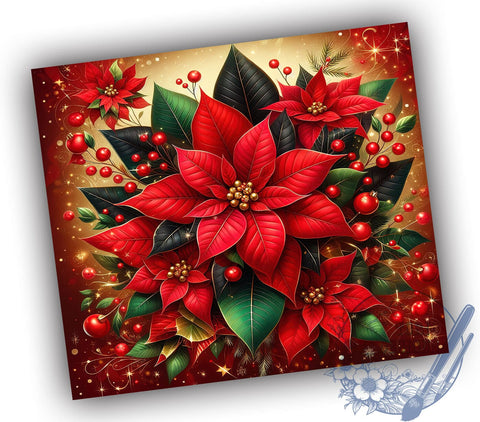 Festive Poinsettia Christmas Tumbler, Poinsettia Tumbler, Christmas Flowers Design, Holiday Sublimation, 20oz Wrap, Festive Drinkware, Winter Decor, Christmas Gift Sublimation ToriDesigns 