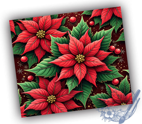 Festive Poinsettia Christmas Tumbler, Poinsettia Tumbler, Christmas Flowers Design, Holiday Sublimation, 20oz Wrap, Festive Drinkware, Winter Decor, Christmas Gift Sublimation ToriDesigns 