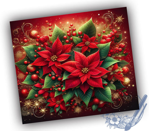 Festive Poinsettia Christmas Tumbler, Poinsettia Tumbler, Christmas Flowers Design, Holiday Sublimation, 20oz Wrap, Festive Drinkware, Winter Decor, Christmas Gift Sublimation ToriDesigns 