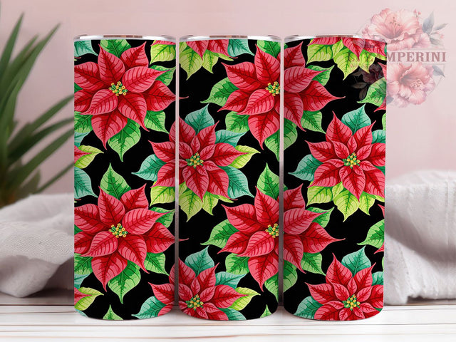 Festive Poinsettia Floral Tumbler, Christmas Floral Pattern, Holiday Poinsettia Design, 20Oz Sublimation Wrap, Festive Flower Art, Red Poinsettia Texture, Tumbler Sublimation Sublimation Li Zamperini 