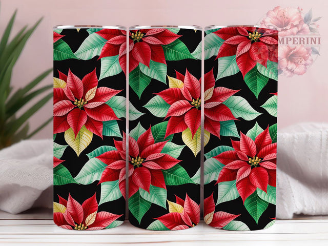 Festive Poinsettia Floral Tumbler, Christmas Floral Pattern, Holiday Poinsettia Design, 20Oz Sublimation Wrap, Festive Flower Art, Red Poinsettia Texture, Tumbler Sublimation Sublimation Li Zamperini 