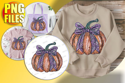 Festive Pumpkin with Bow for Halloween Sublimation Design Sublimation afrosvg 
