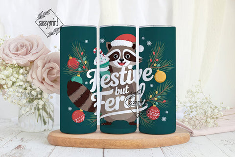 Festive Raccoon 20oz Tumbler Wrap Sublimation sassyprint 
