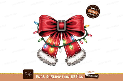 Festive Red Bow Christmas Bells With Lights image Sublimation Designangry 