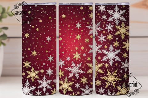 Festive Red Snowflake 20oz Tumbler Wrap Sublimation sassyprint 