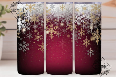 Festive Red Snowflake 20oz Tumbler Wrap Sublimation sassyprint 