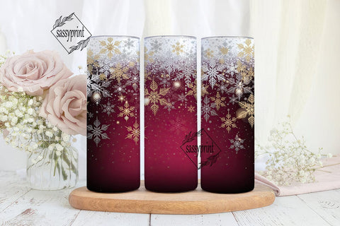 Festive Red Snowflake 20oz Tumbler Wrap Sublimation sassyprint 