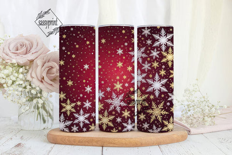 Festive Red Snowflake 20oz Tumbler Wrap Sublimation sassyprint 
