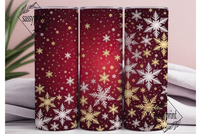 Festive Red Snowflake 20oz Tumbler Wrap Sublimation sassyprint 