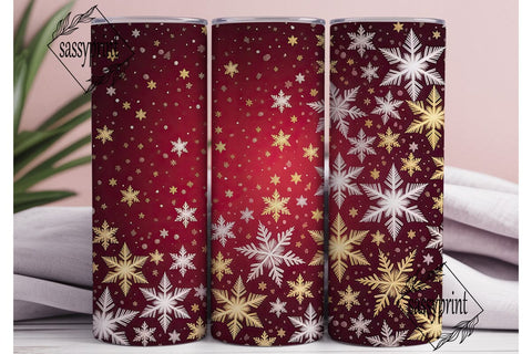 Festive Red Snowflake 20oz Tumbler Wrap Sublimation sassyprint 