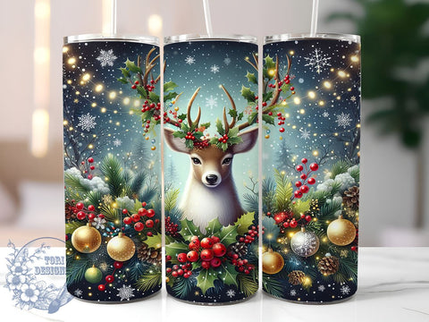 Festive Reindeer Tumbler Wrap, Reindeer Tumbler, Christmas Design, 20oz Wrap, Sublimation Design, Holiday Drinkware, Cute Reindeer Cup, Festive Tumbler Sublimation ToriDesigns 