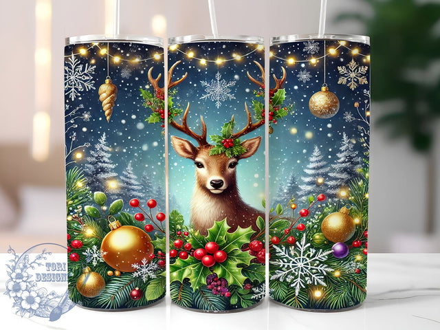 Festive Reindeer Tumbler Wrap, Reindeer Tumbler, Christmas Design, 20oz Wrap, Sublimation Design, Holiday Drinkware, Cute Reindeer Cup, Festive Tumbler Sublimation ToriDesigns 