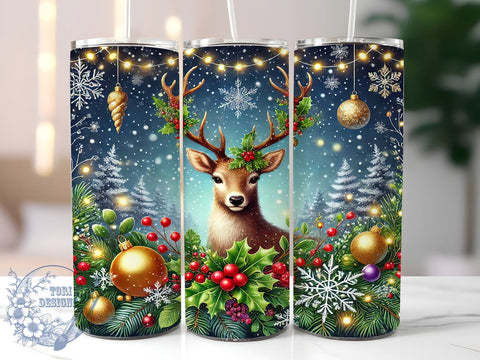 Festive Reindeer Tumbler Wrap, Reindeer Tumbler, Christmas Design, 20oz Wrap, Sublimation Design, Holiday Drinkware, Cute Reindeer Cup, Festive Tumbler Sublimation ToriDesigns 
