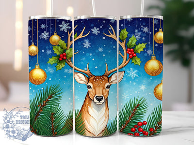 Festive Reindeer Tumbler Wrap, Reindeer Tumbler, Christmas Design, 20oz Wrap, Sublimation Design, Holiday Drinkware, Cute Reindeer Cup, Festive Tumbler Sublimation ToriDesigns 