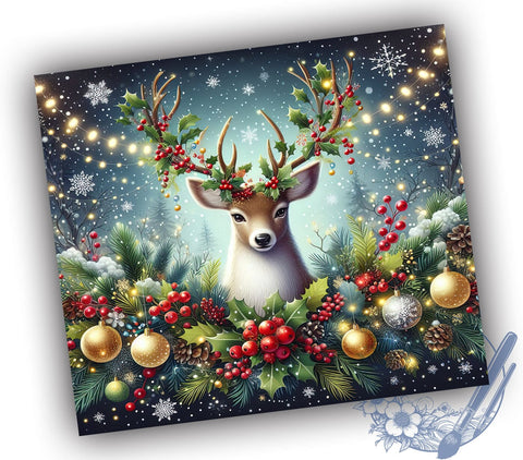 Festive Reindeer Tumbler Wrap, Reindeer Tumbler, Christmas Design, 20oz Wrap, Sublimation Design, Holiday Drinkware, Cute Reindeer Cup, Festive Tumbler Sublimation ToriDesigns 