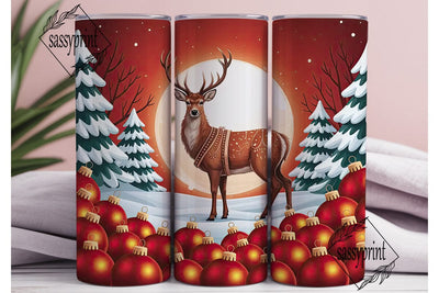 Festive Reindeer Winter 20oz Tumbler Sublimation sassyprint 