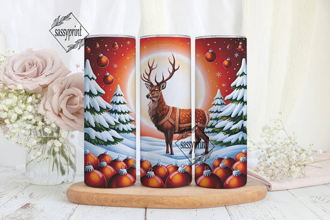 Festive Reindeer Winter 20oz Tumbler Sublimation sassyprint 