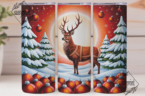 Festive Reindeer Winter 20oz Tumbler Sublimation sassyprint 