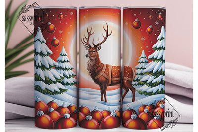 Festive Reindeer Winter 20oz Tumbler Sublimation sassyprint 