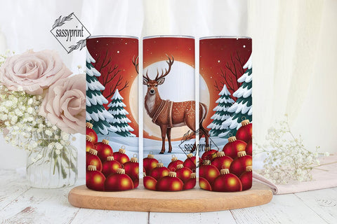 Festive Reindeer Winter 20oz Tumbler Sublimation sassyprint 