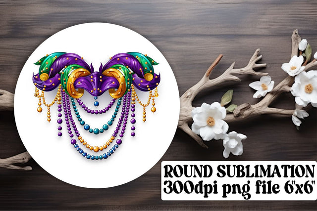 Festive Round Mardi Gras Mask Ornaments Sublimation afrosvg 
