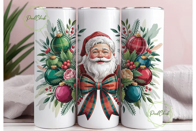 Festive Santa 20oz Tumbler Wrap Sublimation PixelChick 