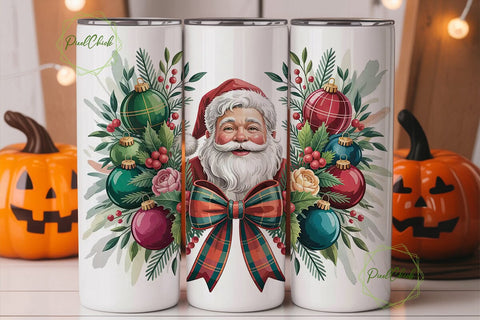 Festive Santa 20oz Tumbler Wrap Sublimation PixelChick 